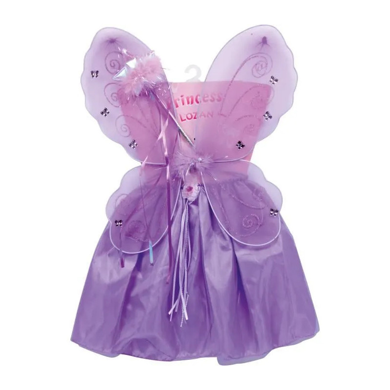 Déguisement costume fée princesse ailes de papillons Lila baguette magique