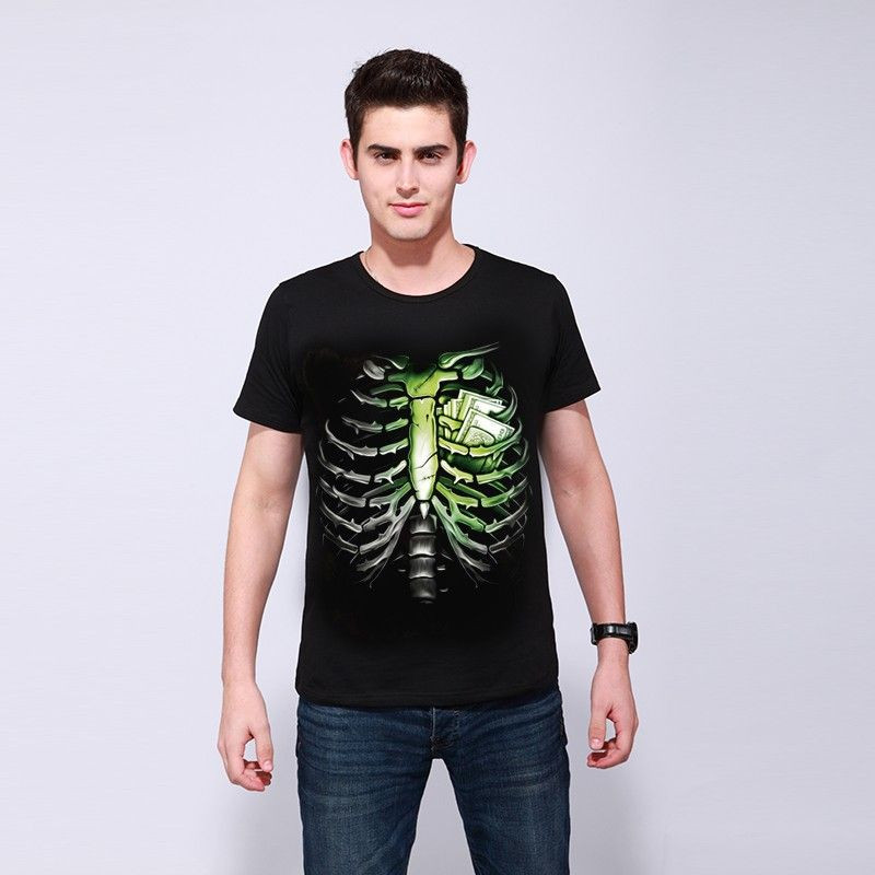 T-shirt noir pour homme dollars cage thoracique Os taille XL humour humoristique T-shirt noir pour homme dollars cage thoracique Os taille XL humour humoristique