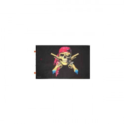 Drapeau Pirate tête de mort foulard rouge Mousquet