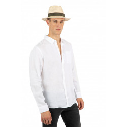Chapeau Panama tressé ruban noir, fibres naturelles. K-UP