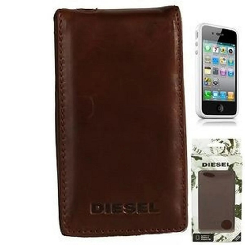 Etui iPhone 3, 4 DIESEL Cuir marron, Galápagos à rabat