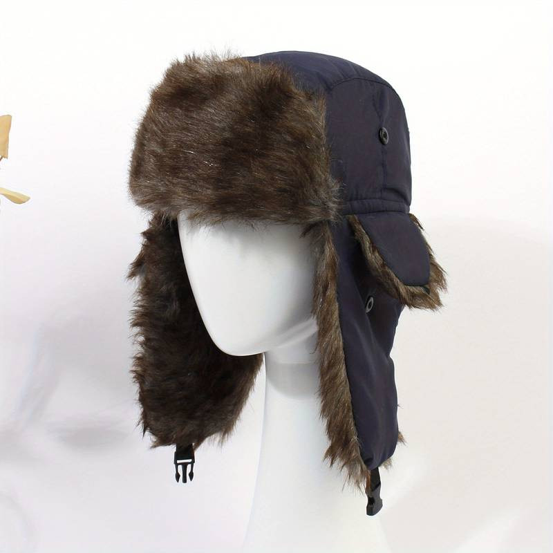 Chapka bleu marine Homme, polyester, fourrée, pas cher, 56 59 cm