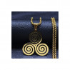 COLLIER AVEC PENDENTIF TRISKEL CELTIQUE DORÉ ACIER INOXYDABLE