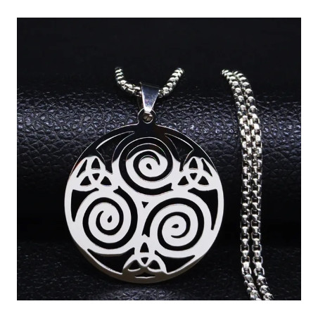 COLLIER AVEC PENDENTIF TRISKEL CELTIQUE ACIER INOXYDABLE