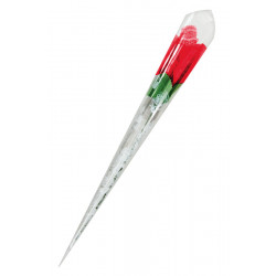 Culotte en dentelle présentation fleur rose rouge.