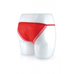 Culotte en dentelle présentation fleur rose rouge.
