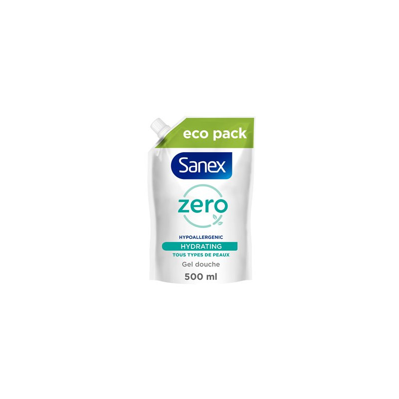 Recharge gel douche Sanex Zéro% Tous types de peaux - 500ml Recharge gel douche Sanex Zéro% Tous types de peaux - 500ml