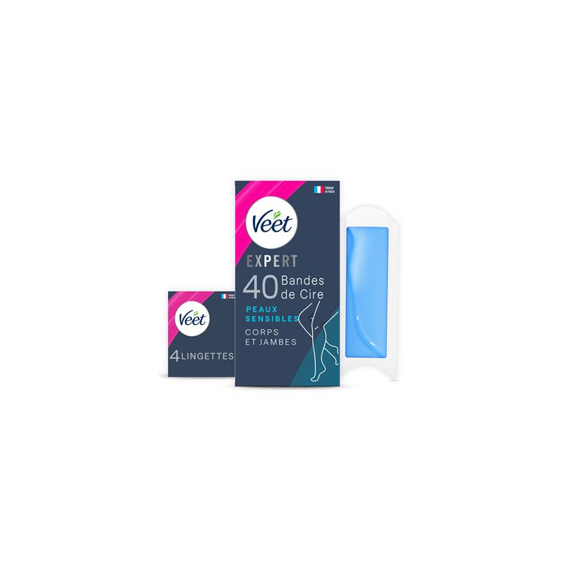 Bandes de cire froide Expert Veet Corps Peaux sensibles x40 Bandes de cire froide Expert Veet Corps Peaux sensibles x40