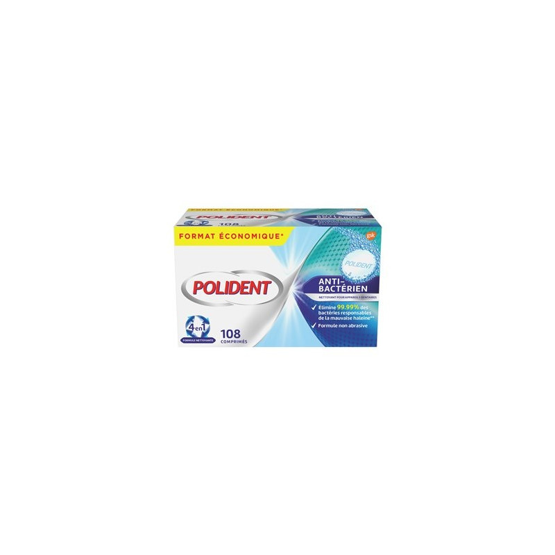 Soin dents Polident Antibactérien comprimés x108
