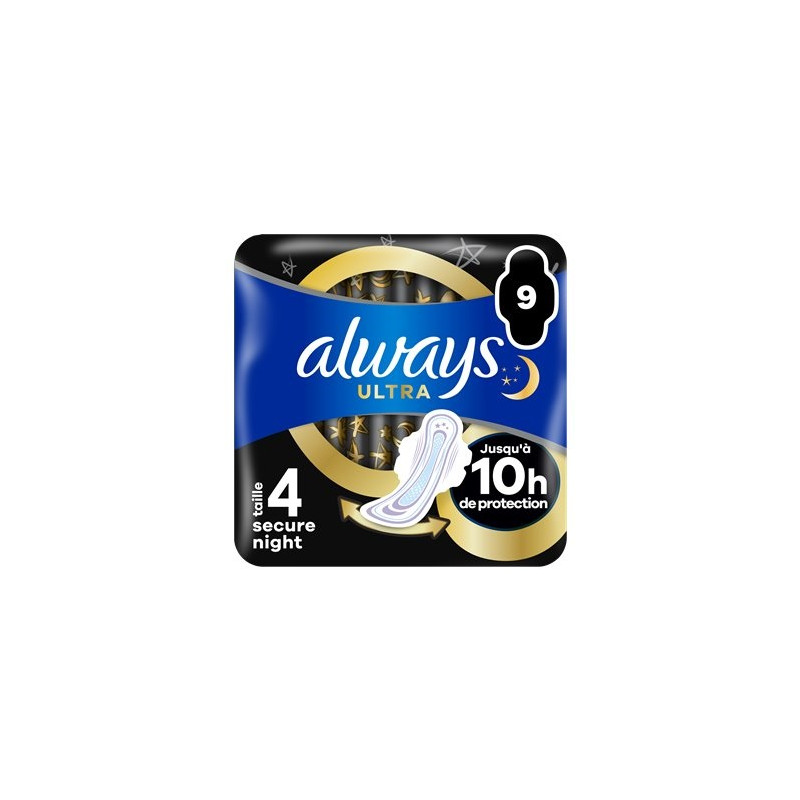 Serviettes Always Ultra Secure night -T4 - x9