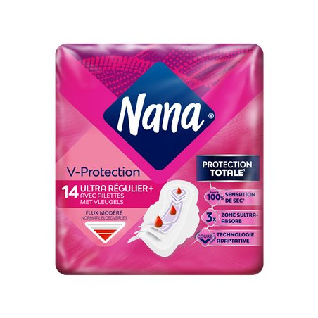 Serviettes hygiéniques Nana Ultra - Régulier+ - x14