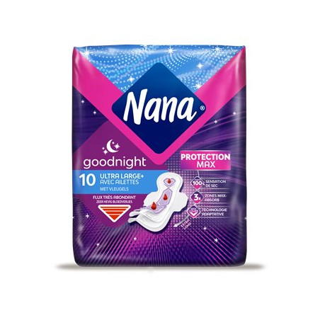 Serviettes hygiéniques Nana Ultra - Spécial Nuit - x10
