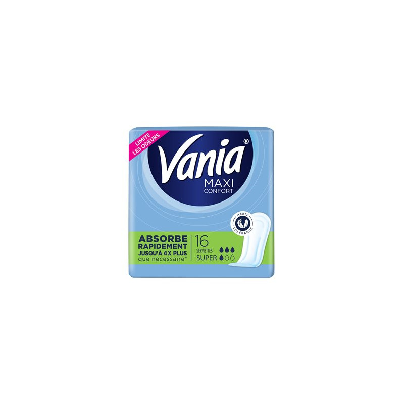 Serviettes Hygieniques Vania Maxi confort super - x16 Serviettes Hygieniques Vania Maxi confort super - x16