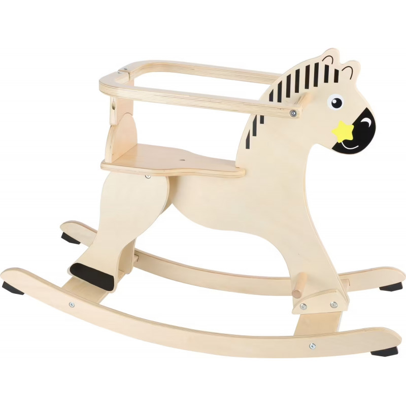 Cheval à bascule avec anneau de sécurité jouet en bois pour enfant à partir de 1 an
