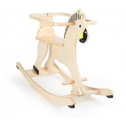 Cheval à bascule avec anneau de sécurité jouet en bois pour enfant à partir de 1 an