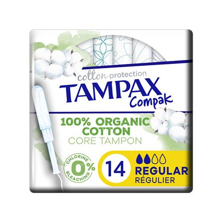 Tampons avec applicateur Tampax Cotton Protection Regular - x14