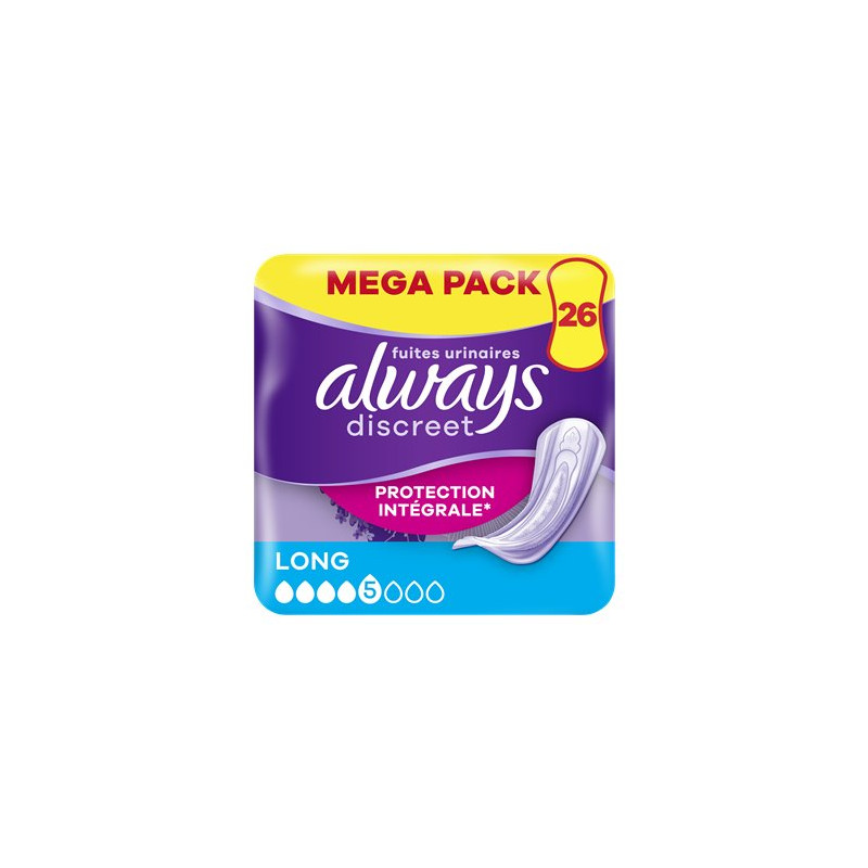 Serviettes fuites urinaires Always Discreet - Long - x26