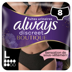Culottes fuites urinaires Always Discreet Noir - L x8