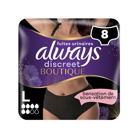 Culottes fuites urinaires Always Discreet Noir - L x8