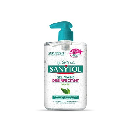 Gel désinfectant mains Sanytol Au thé vert - 250ml