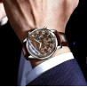 Montre ronde classique bracelet cuir marron GENENA