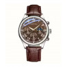 Montre ronde classique bracelet cuir marron GENENA
