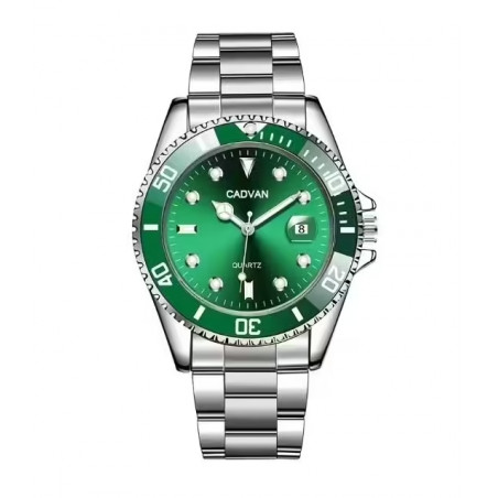 Montre à quartz décontractée pour homme, horloge de sport fond vert