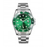 Montre à quartz décontractée pour homme, horloge de sport fond vert