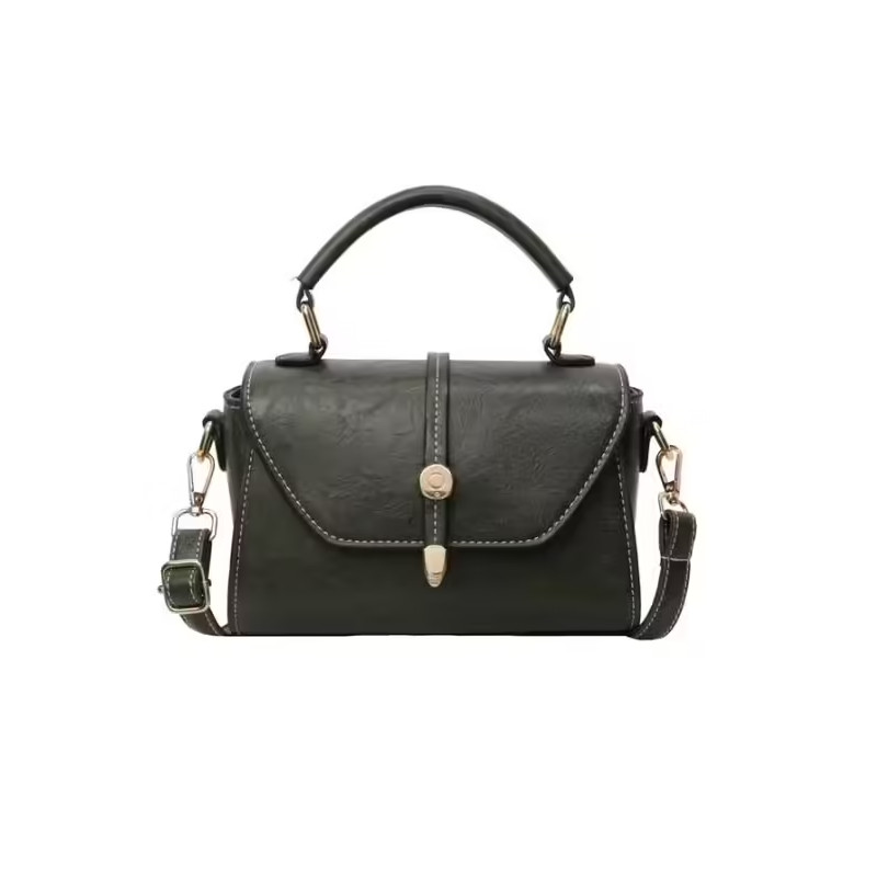 Sac à bandoulière vert en simili cuir pour femmes