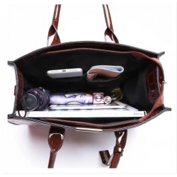 Sacs à Main faux cuir croco noir rigide pour femmes, Vintage, à bandoulière, fourre-tout de luxe de styliste, grande capacité.