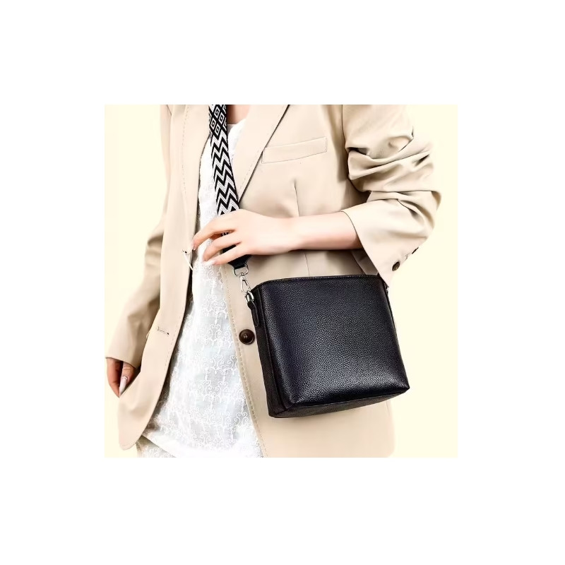 Sacs à bandoulière noir en cuir véritable pour femmes, sac à main de luxe en cuir de vachette souple, sac fourre-tout à la mode