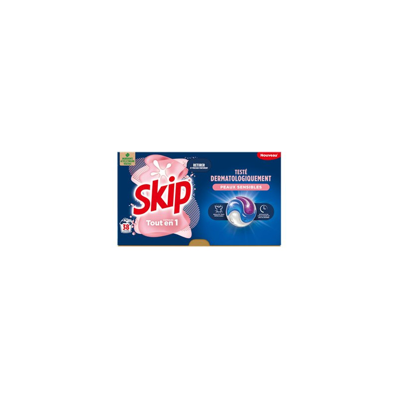 Lessive capsules 3-en-1 Skip Sensitive - 38 capsules Lessive capsules 3-en-1 Skip Sensitive - 38 capsules