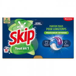 Lessive capsules 3-en-1 Skip Fraîcheur intense- x38 capsules
