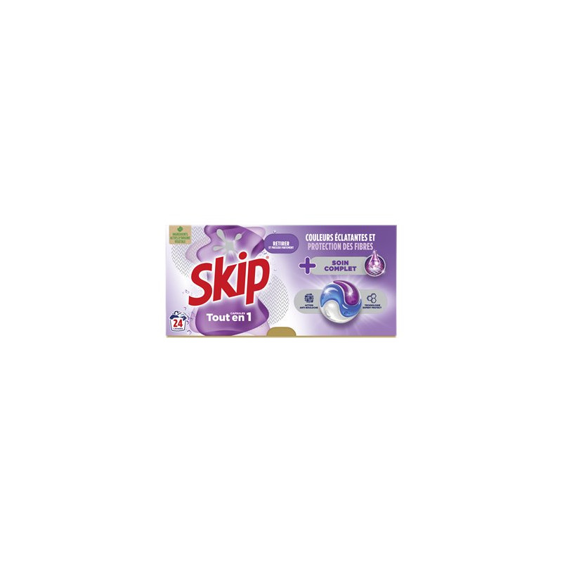 Lessive capsules Tout-en-1 Skip Soin complet - x24 - 506.4g Lessive capsules Tout-en-1 Skip Soin complet - x24 - 506.4g