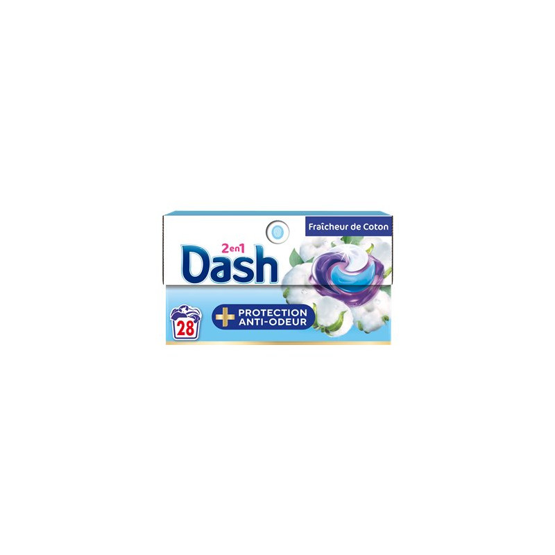 Capsules lessive Dash Pods Fraîcheur de coton - x28 Capsules lessive Dash Pods Fraîcheur de coton - x28