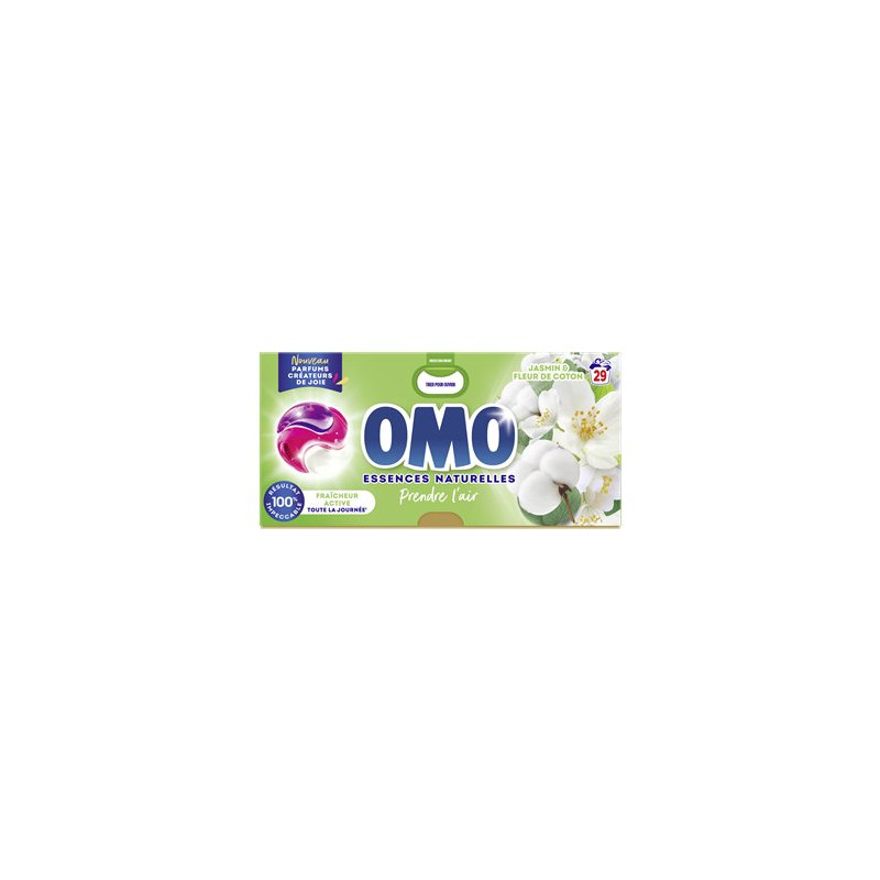 Lessive capsules 3en1 Omo Jasmin fleur de coton 502g x29
