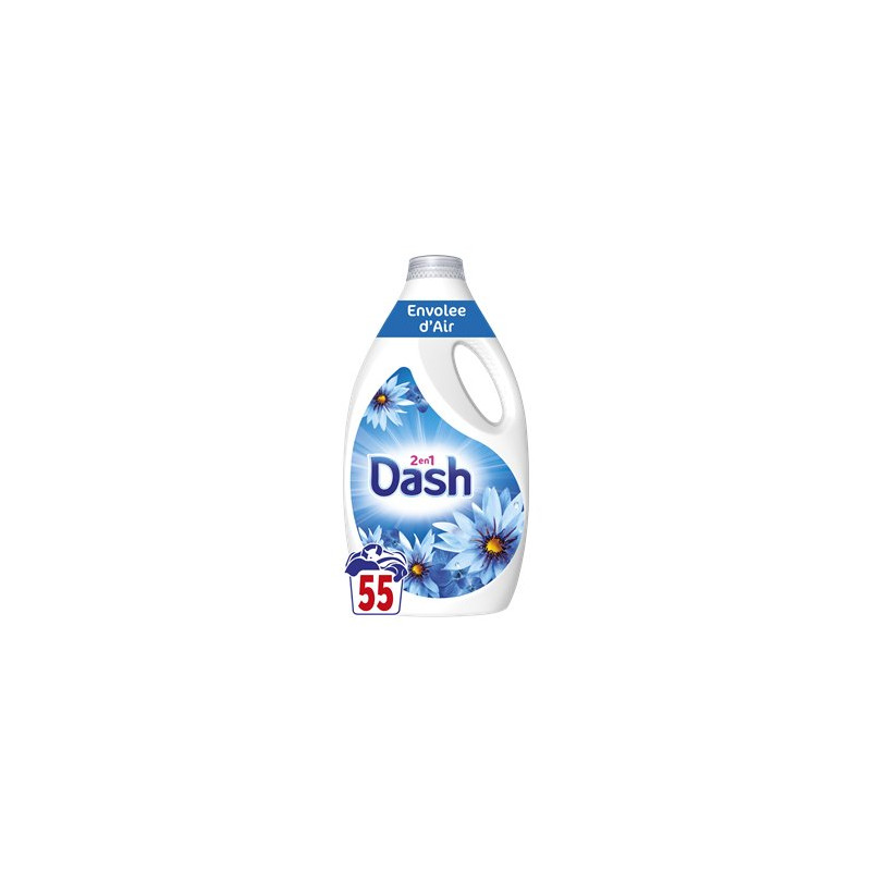 Lessive liquide Dash 2en1 Envolée d'air 55 lavages 2.475L