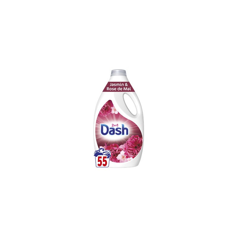 Lessive liquide Dash jasmin rose de mai 55 lavages - 2.5L
