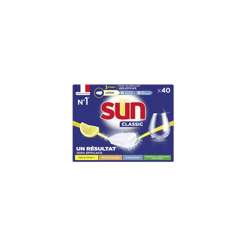 Tablettes lave vaisselle Sun Classic citron x40 - 380g