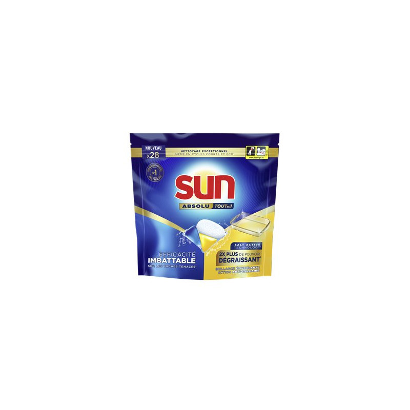 Sun Capsules Lave-Vaisselle Tout en1 Absolu Dégraissant x28