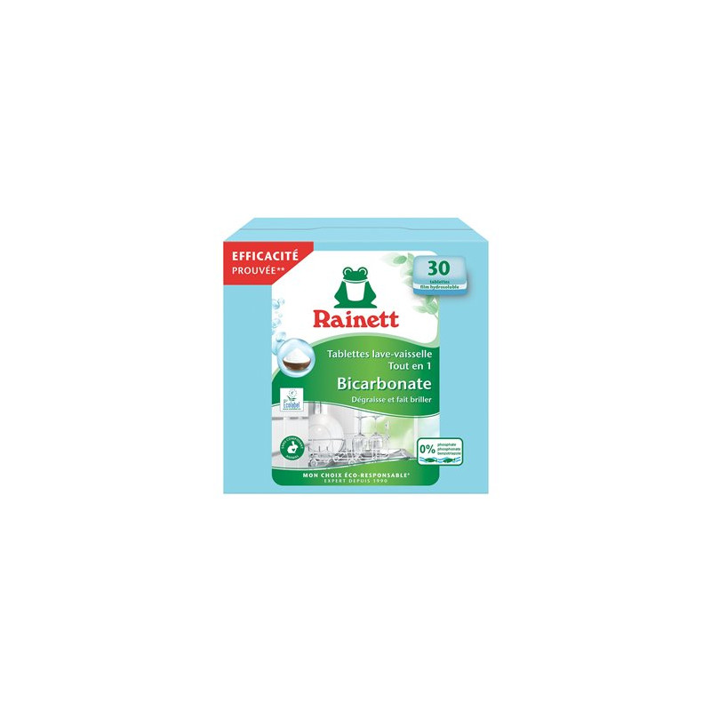 Tablette lave-vaisselle Rainett Tout en 1 Bicarbonate x30 -600g