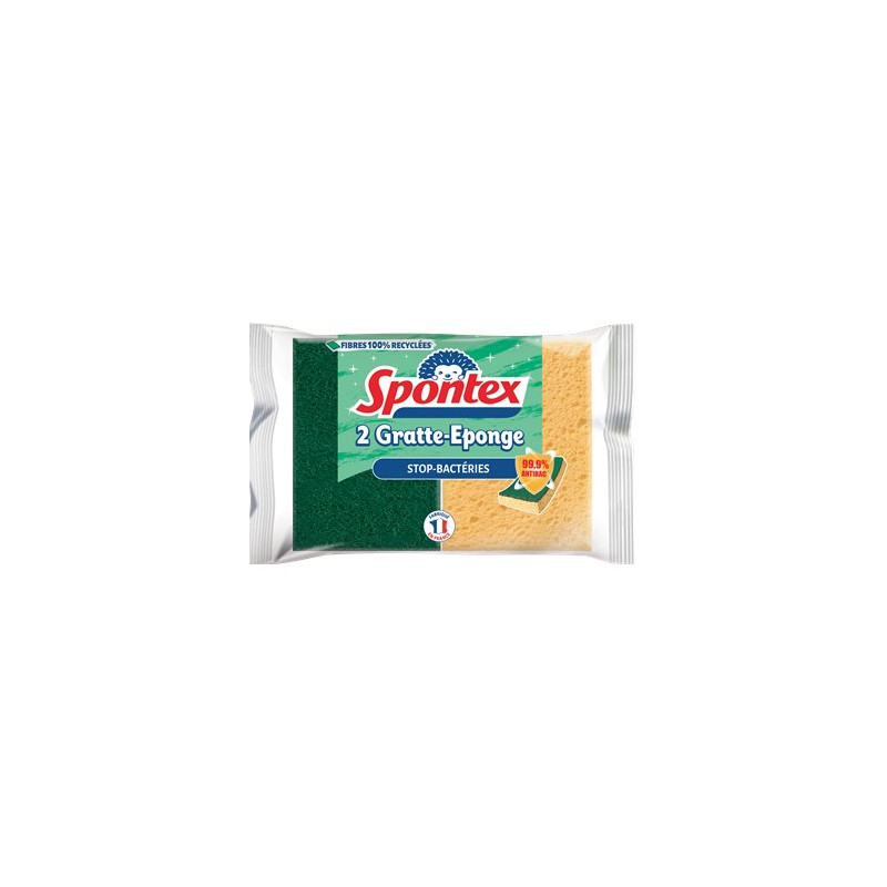 Gratte éponge Spontex anti bactérien - x2 Gratte éponge Spontex anti bactérien - x2