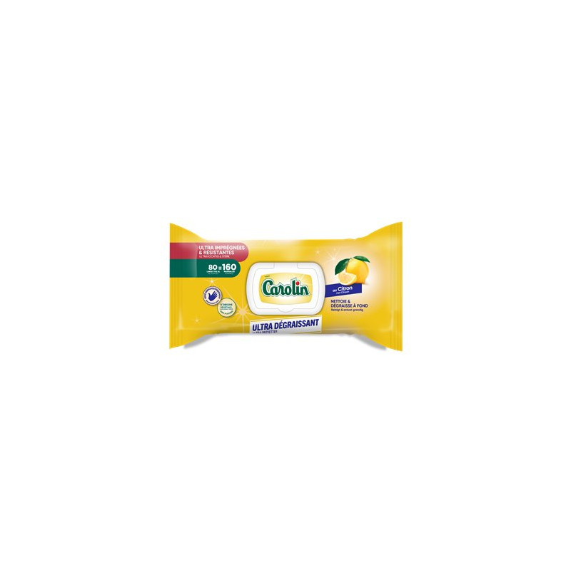 Lingettes Carolin Citron Ultra dégraissant - x80