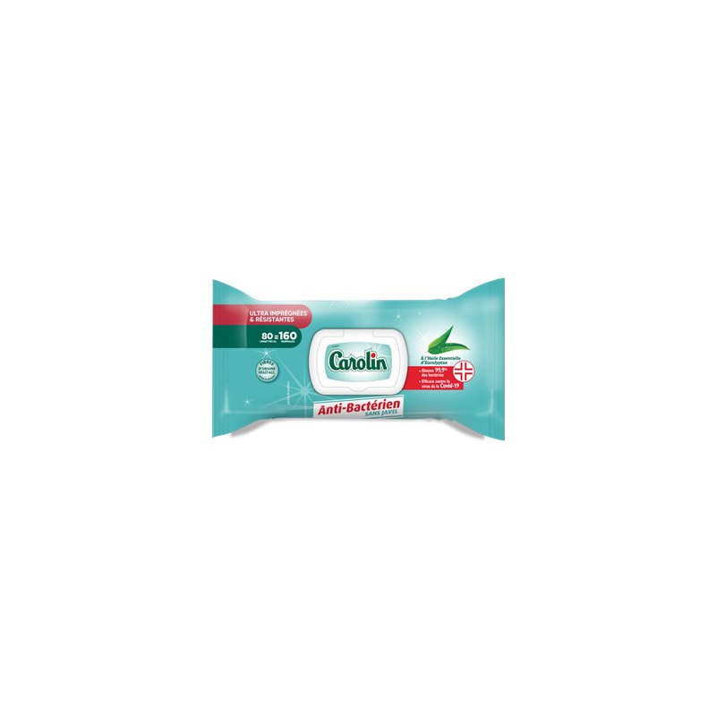 Lingettes Carolin Anti-bactériennes - x80