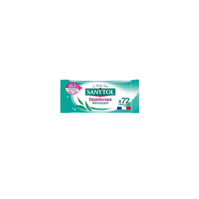 Lingettes désinfectante Sanytol Multi-usage Eucalyptus - x72