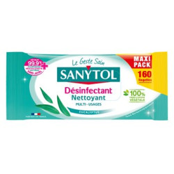 Lingettes désinfectantes Sanytol - Eucalyptus x160
