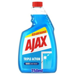 Nettoyant vitres Ajax Triple action Recharge - 750ml
