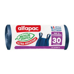 Sac poubelle 30L Alfapac Ultra résistant Poignées - x15