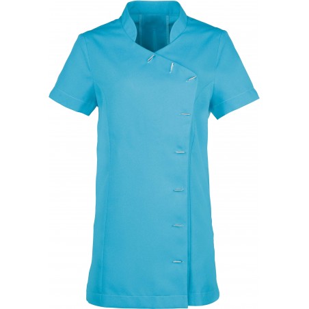 tunique bleu turquoise femme profesionnelle dentiste spa accueil ferme boutons