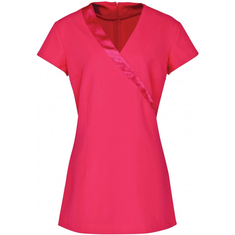 Tunique rose bande satinée polyester zippée au dos marque premier PR690